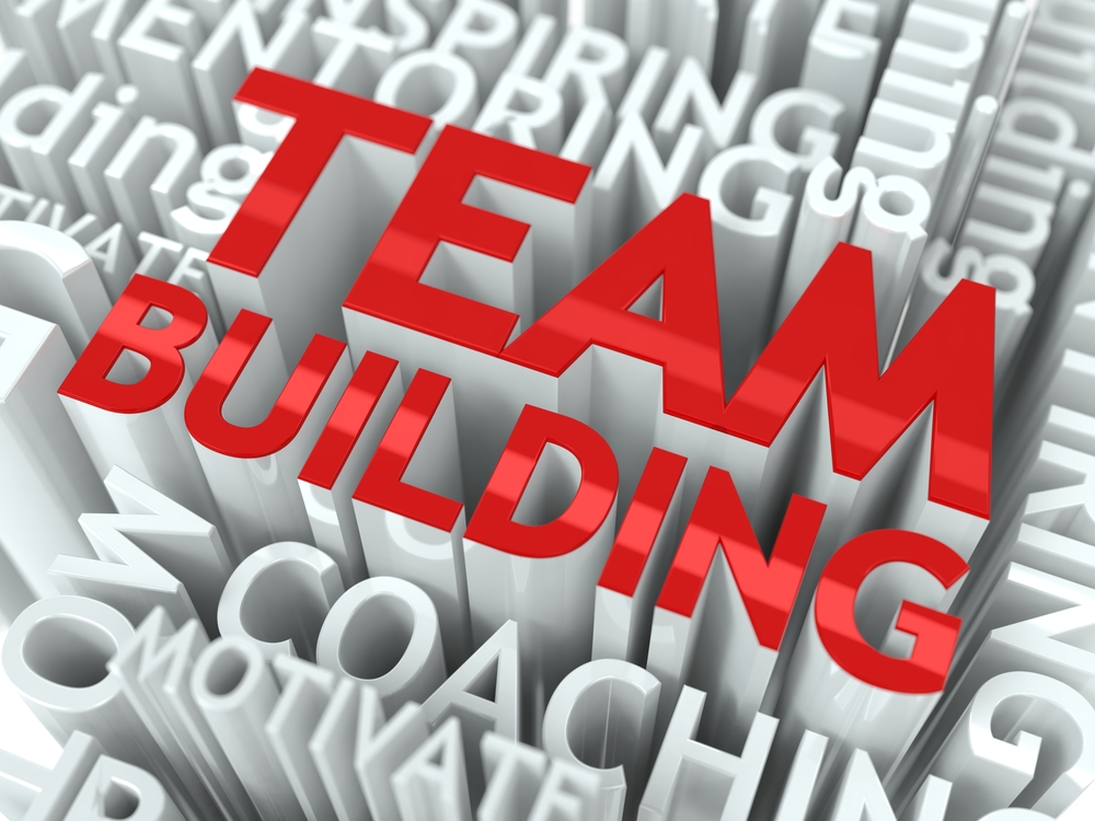 Team Building Concept. The Word of Red Color Located over Text of White Color.