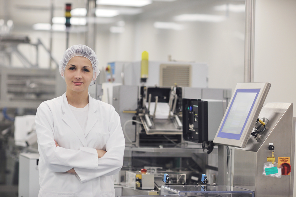 woman worker in pharmacy company warehouse